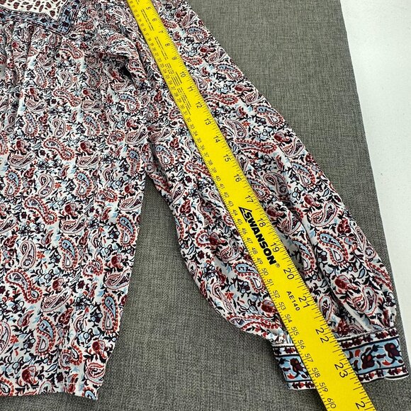 GAP Cottage Core‎ Blouse Long Balloon Sleeve Medium Paisley Top Relaxed Fit - Picture 6 of 11